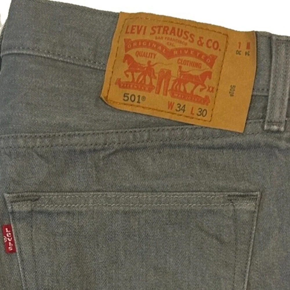 Levi's 501 Original Fit Jeans 34x30 Mens Gray Straight Leg Button Fly Denim